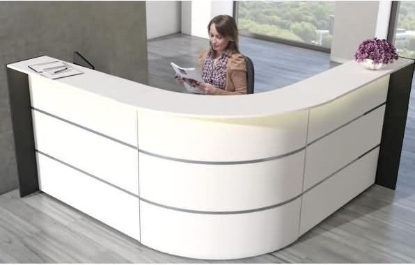 Produktbild Kerkmann BARI Empfangstheke weiss, anthrazit 235,0 x 235,0 x 112,0 cm (235 x 235 x 112 cm)