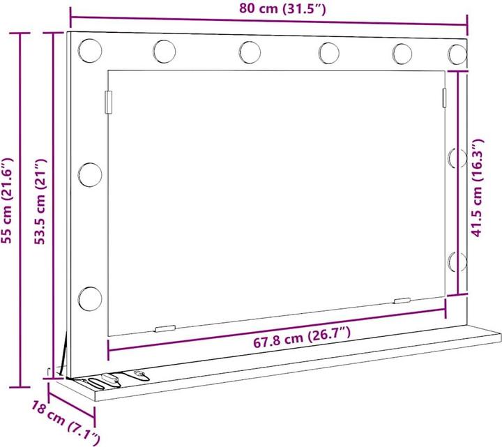 Produktbild VidaXL Kosmetikspiegel (80 x 55 x 18 cm)