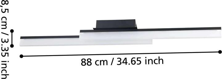 Actual product image EGLO 900844 PALMITAL LED wall/ceiling light 2x11W 880x100mm Black Satinised Warm white IP44 (2700 lm)