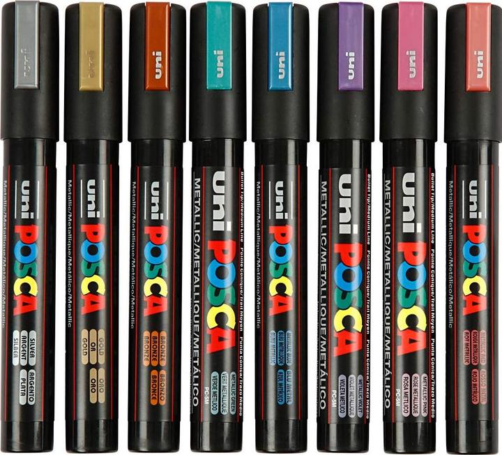Actual product image Posca Marker UNI PC-5M 8er Set Metallic (8 x)
