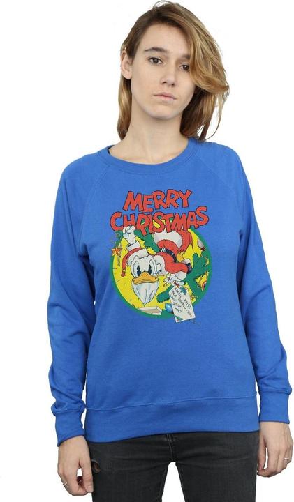 Actual product image Disney Womens/Ladies Donald Duck Merry Christmas Sweatshirt (S)