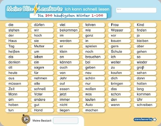 Produktbild Meine Blitzlesekarte - Die 200 häufigsten Wörter (Deutsch, Katrin Langhans, 2017)