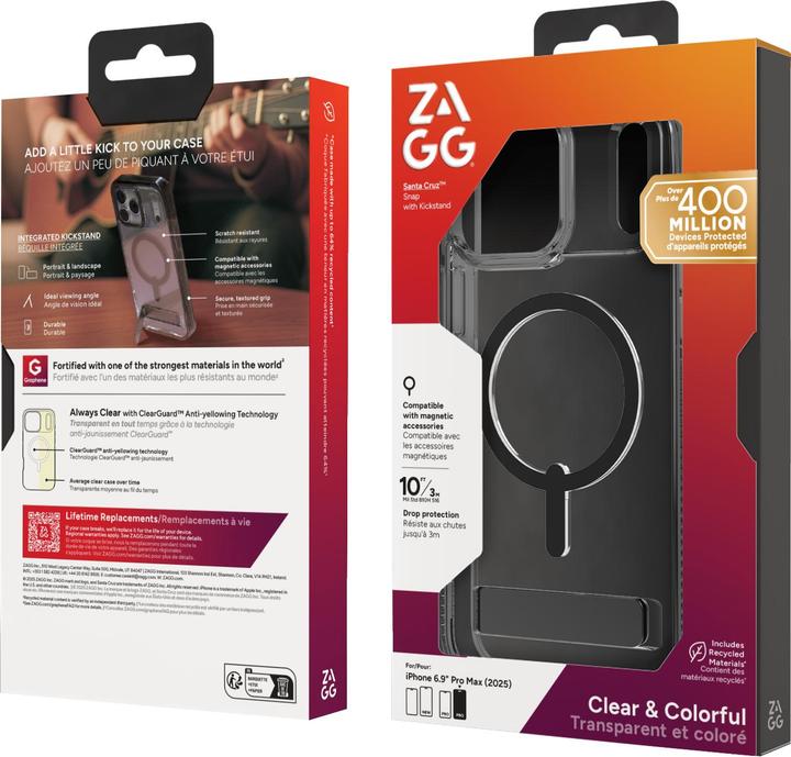 Immagine prodotto Zagg Case für Apple iPhone 17 Pro Max Santa Cruz Snap mit Kickstand jet black (Apple iPhone 17 Pro Max)