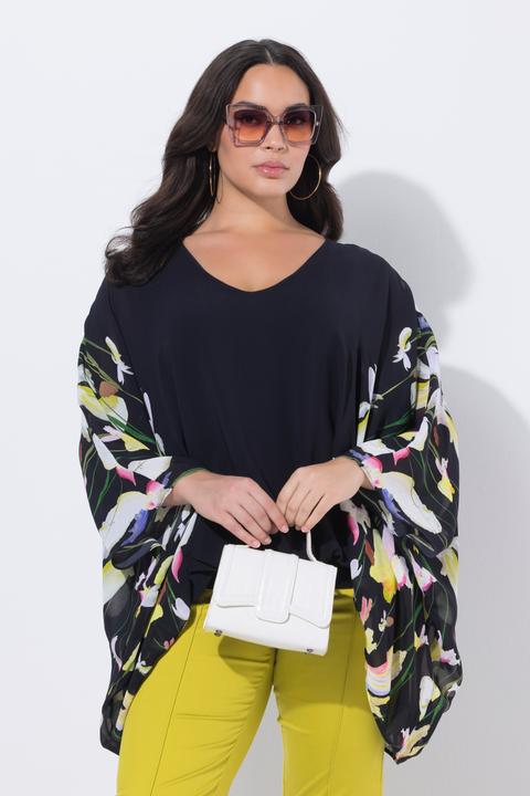 Actual product image Ulla Popken Iris Print Layered Chiffon Blouse (60)