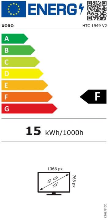 Label énergétique Xoro HTC 1949 V2 18.5"" TV LED avec lecteur DVD intégré et HD Triple Tuner - 47 cm (18.50", LED, HD ready)