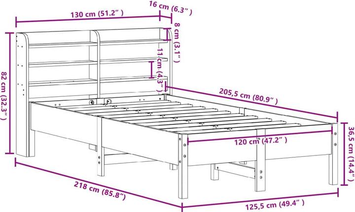 Produktbild vidaXL Bettgestell (120 x 200 cm)