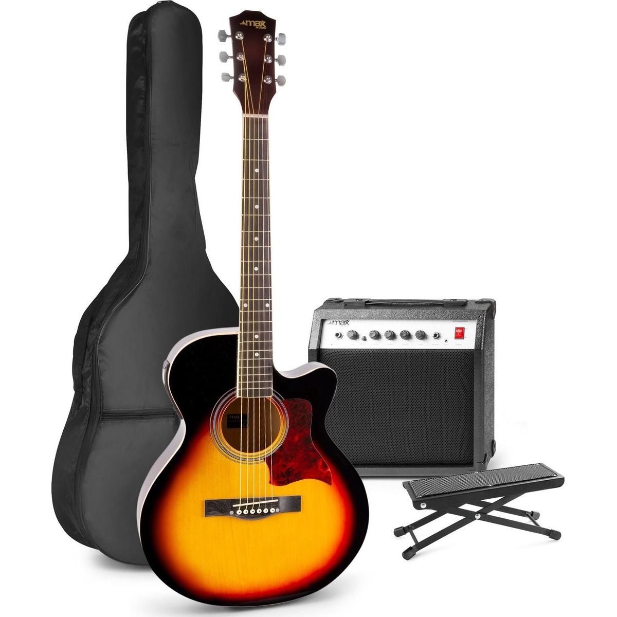 Max Elektrische Akustikgitarre - Showkit -Gitarren -Set mit 40W -Gitarrenverstärker, Gitarren -Foots (Akustik Gitarre, Ahorn, Chrom, Lindenholz) (44365984)