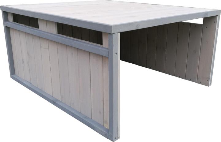 Produktbild Wiltec Mähroboter Holzgarage Flachdach Massivholz Unterstand Carport Grau (Mähroboter, Mähroboter Garage)