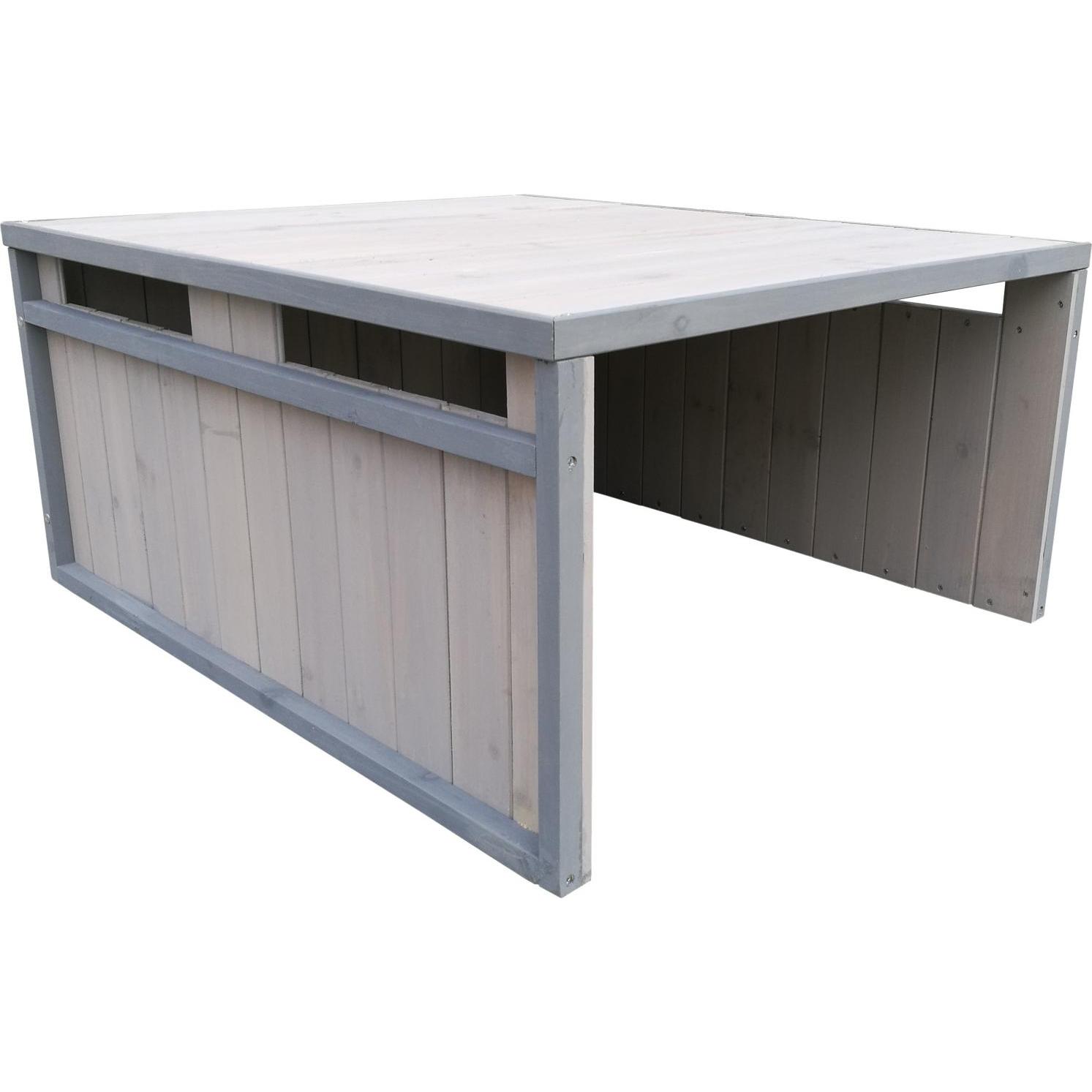 Wiltec, Zubehör Gartenmaschinen, Mähroboter Holzgarage Flachdach Massivholz Unterstand Carport Grau (Mähroboter, Mährobo...