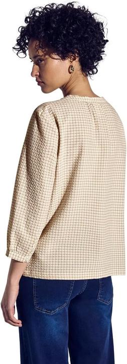 Productafbeelding Street One Geruite Seersucker-Bluse mit Rundhals und 3/4-Ärmel (40)