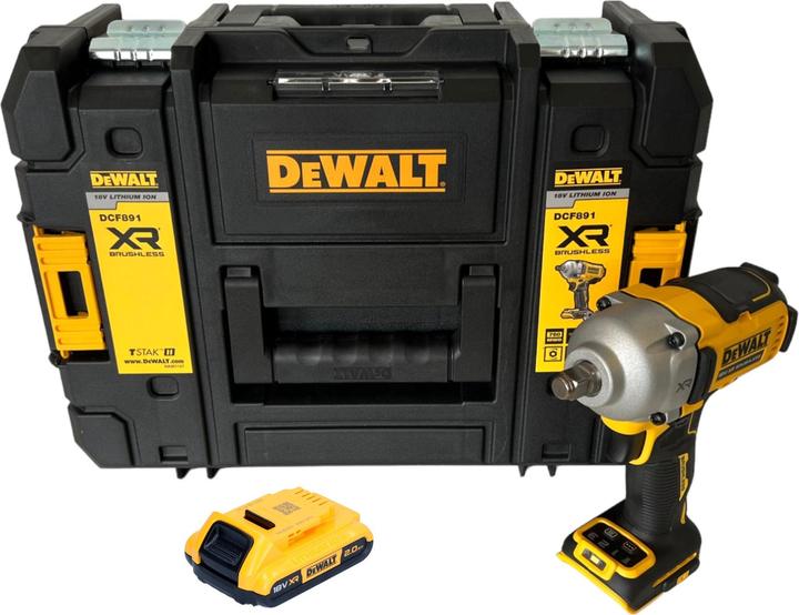 Produktbild DeWalt DCF 891 NT Akku Schlagschrauber 18 V 1084 Nm 1/2" Brushless + 1x Akku 2,0 Ah + TSTAK - ohne (Akkubetrieb)
