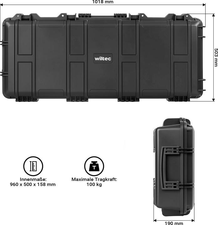 Produktbild Wiltec Waffenkoffer 101,8x50,3x19cm Langwaffenkoffer Gewehrkoffer Koffer Gewehr