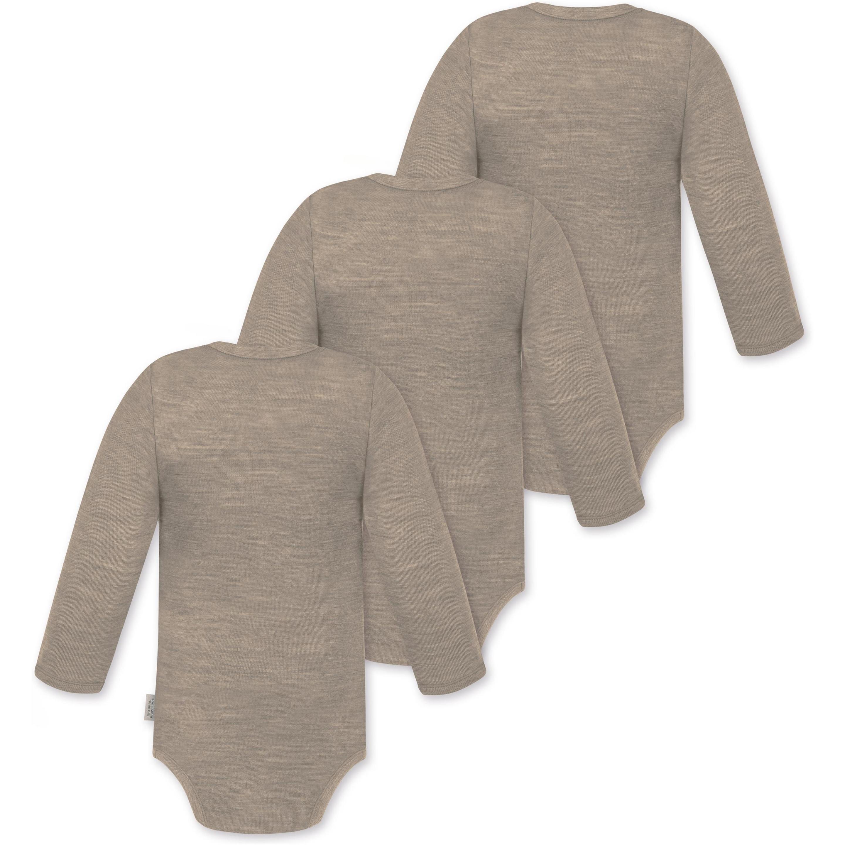 Thumbnail - Normani, Herren, Body, 3er Pack Baby Merino Langarmbody „Tuai" - 9399, Beige, (74)