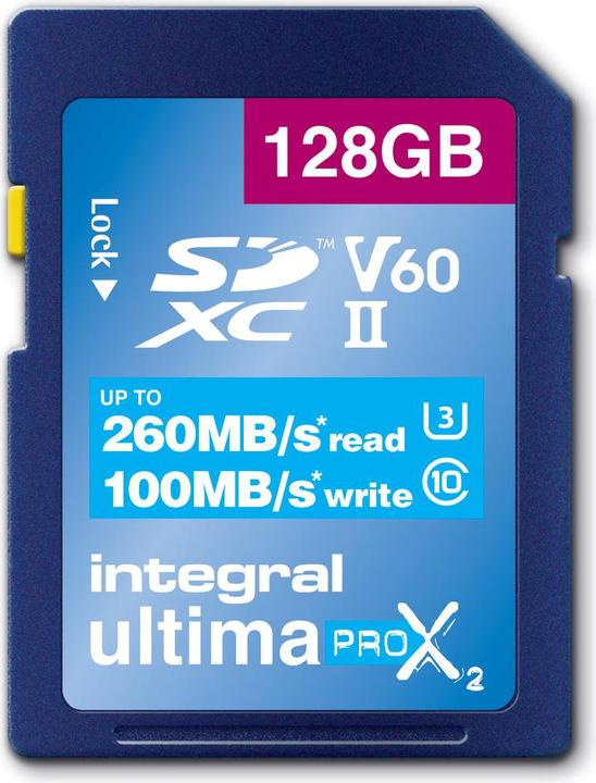 Image du produit 128GB ULTIMAPRO X2 SDXC 260/100MB UHS-II V60 (128 Go, SD, U3, UHS-II)
