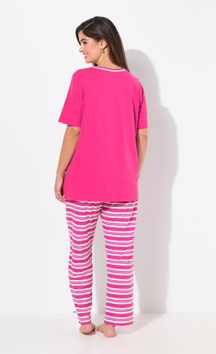 Produktbild Ulla Popken Pyjama, Ringelhose, Rundhals, Halbarm, Taschen (46, 48)