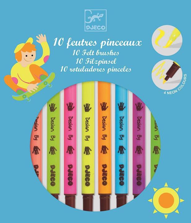 Actual product image Djeco 10 Felt brushes pop (10x)