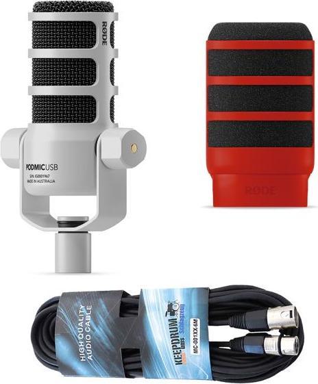 Podmic USB Weiss USB-C zu USB-C Kabel 3m Schaumstoff-Popschutz WS14R Popschutz Rot keepdrum XLR-Kabel