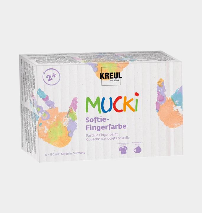 Image du produit Kreul MUCKI Kit de peinture au doigt (Jaune, Orange, Rose, Lila, Vert, Turquoise, 900 ml)