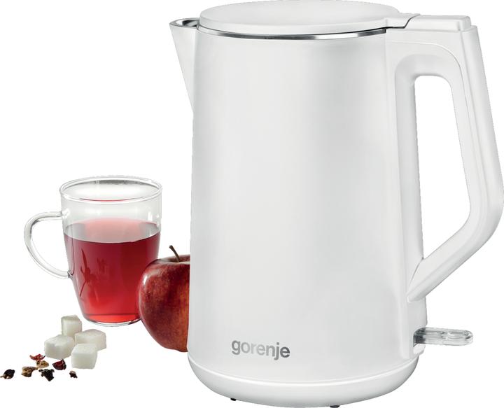 Produktbild Gorenje K15DWW Electric, 2200 W, 1.5 L, Plastic + metal, 360° rotational base, Baltas (1.50 l)