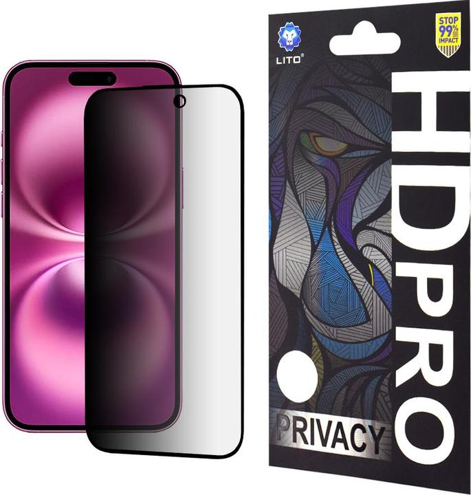 Lito - HD Pro Privacy - iPhone 16 Plus - Black (1 Stuk, Apple iPhone 16 Plus)