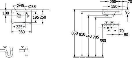 Produktbild Villeroy & Boch V&B Handwaschbecken O.NOVO COMPACT 360x250mm Be li mit ÜL we (250 mm, 360 mm)