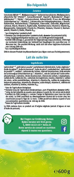 Actual product image Holle Follow-up milk 3 (600 g, from 10 m.)