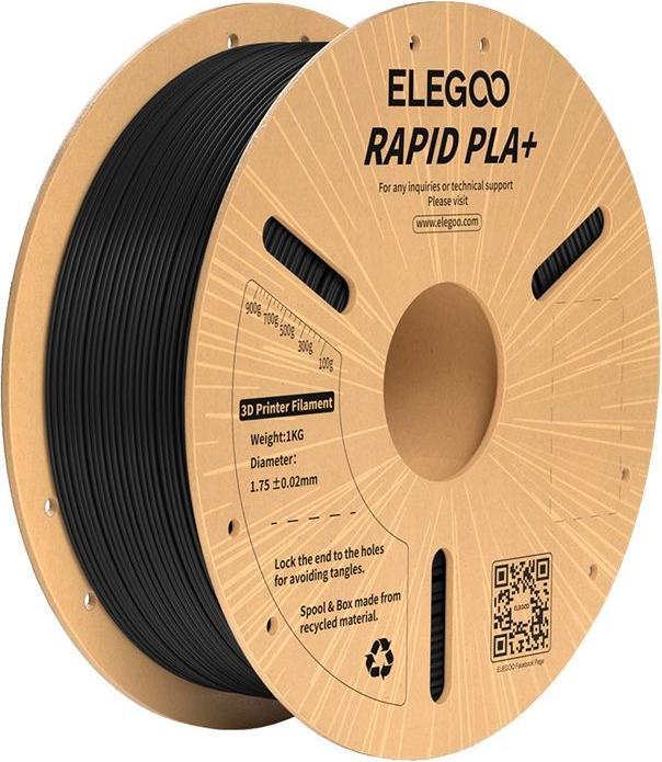 Actual product image Elegoo Filament Rapid PLA+ (Black) (PLA+, 1.75 mm, 1000 g, Black)
