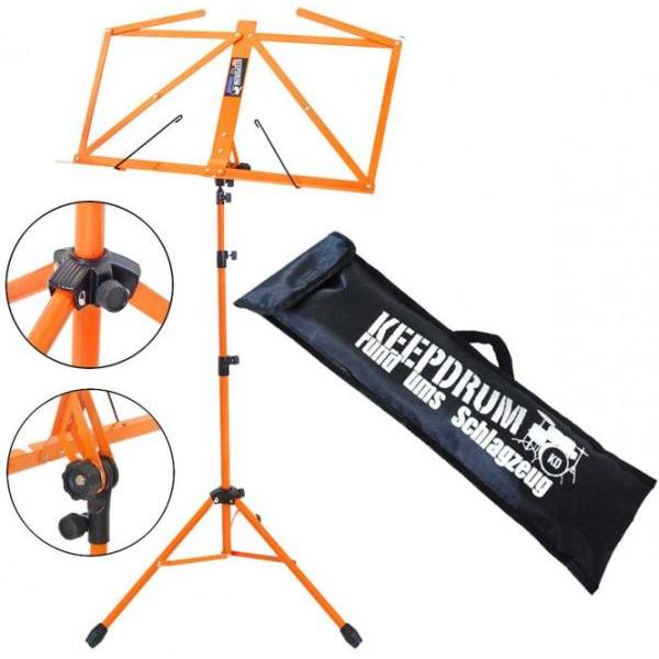 keepdrum MUS3OR Notenständer Orange mit Tasche, Notenständer, Orange