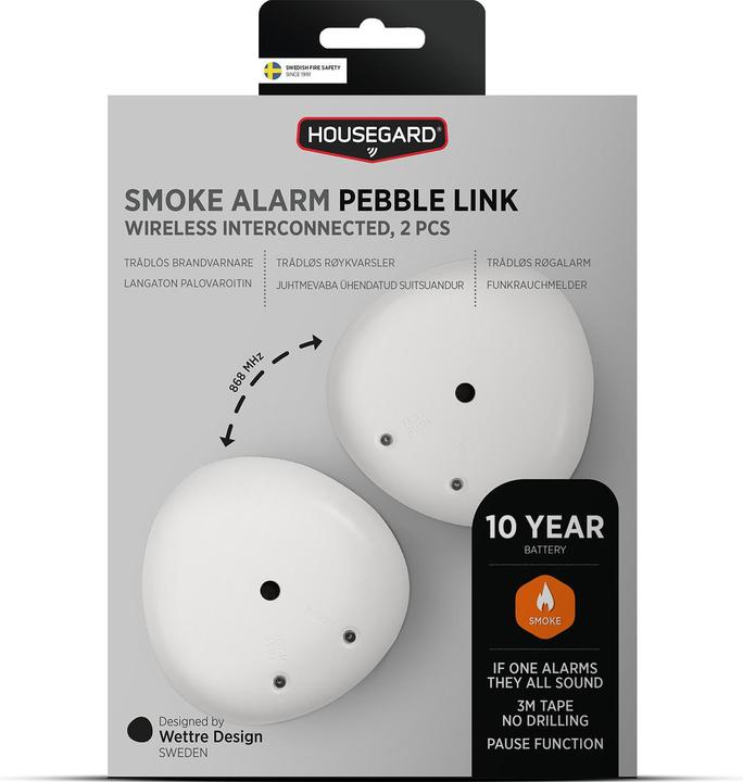 Actual product image Housegard Smoke Alarm Pebble Link Wireless Interconnected, 2-pack