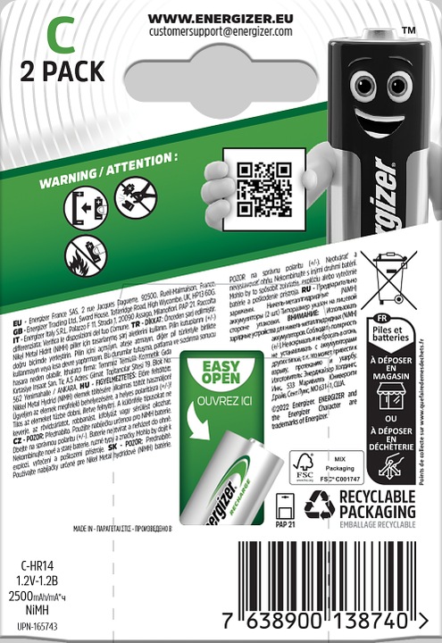 Immagine prodotto Energizer Ricarica Potenza Plus (2 pz., C, 2500 mAh)