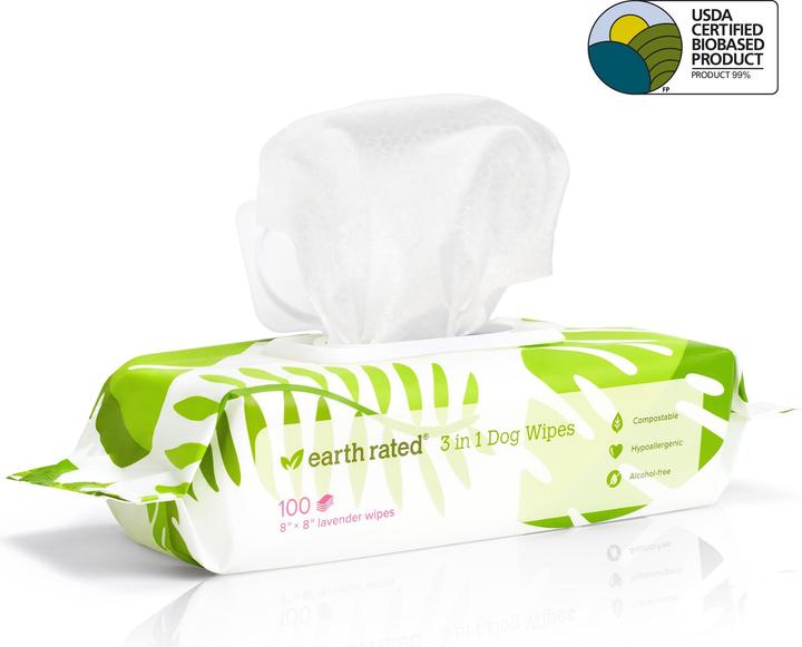 Actual product image Earth Rated Wet wipes (lavender (Dog)