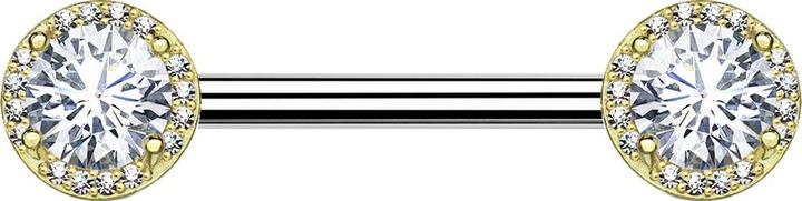 Image du produit Star Piercing Barbell 14k vergoldet Kristall gefasst mit Kristallen (Laiton, Acier chirurgical 316L)