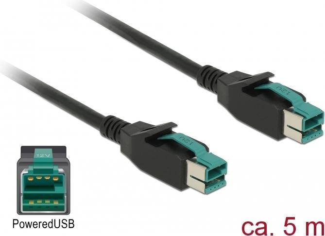 Actual product image Delock 85496 PoweredUSB cable plug 12 V (5 m, USB 2.0)