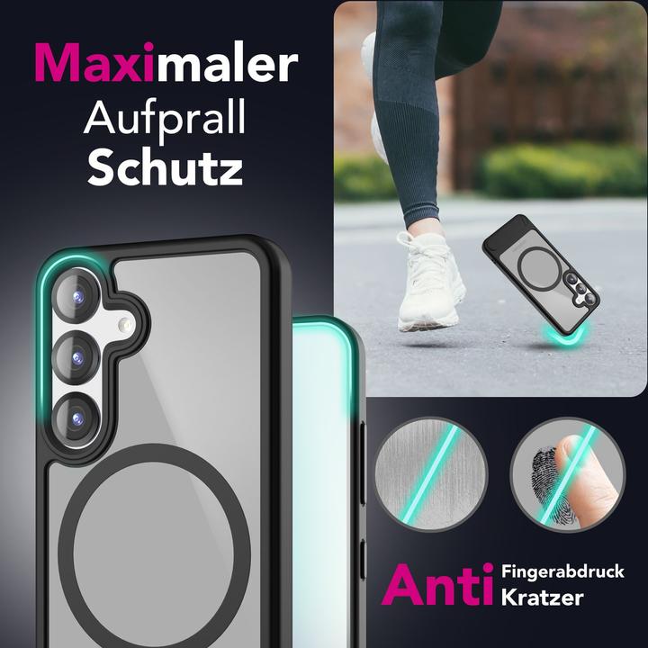Produktbild Nalia Triton - Durchsichtige Standfuss Hülle mit MagSafe Ring - Kickstand Hardcover (Samsung Galaxy S25)