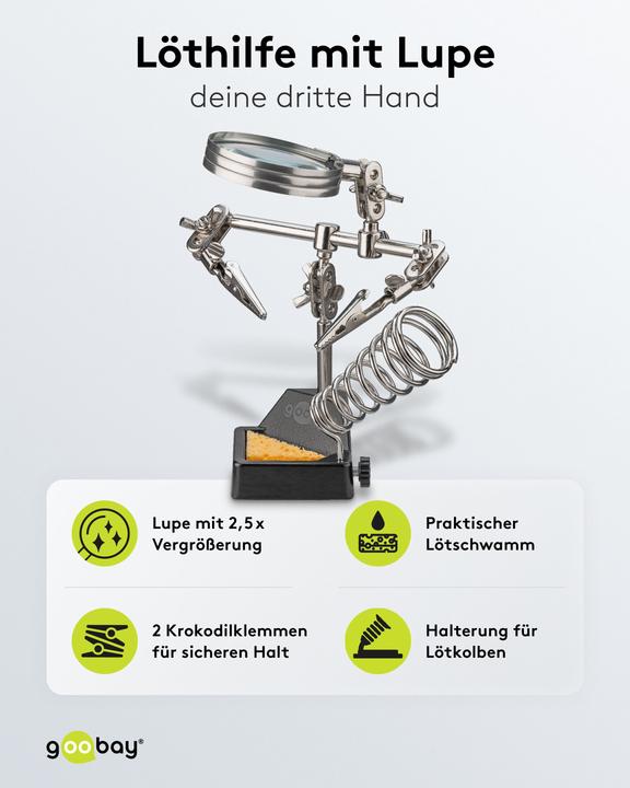 Actual product image Goobay Dritte Hand mit Lupe und Lötkolbenständer