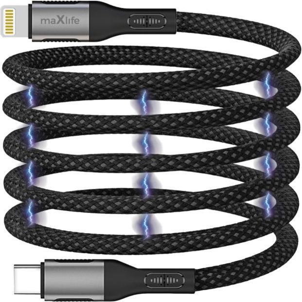 Produktbild Maxlife MXUC-11 magnetisches Kabel USB-C - Lightning 1,0 m 27W schwarzes Nylon (1 m, 27 W)