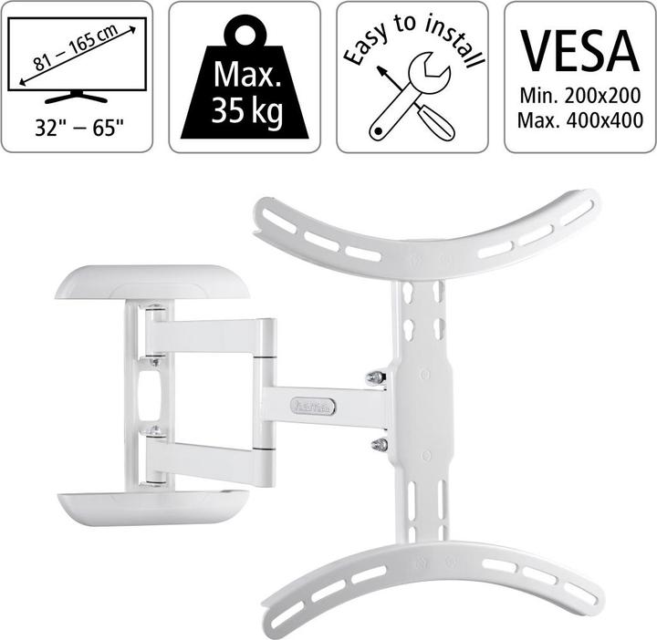 Actual product image Hama TV wall bracket, swivel, tilt, extendable, 165 cm (65") up to 35 kg (Wall, 165", 35 kg)
