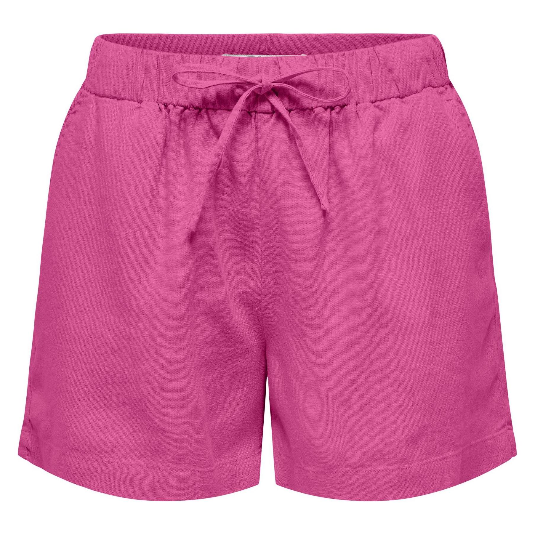 Only, Damen, Shorts, Onlcaro Mw Linen B Pull-Up Shorts Cc Pnt, Rosa, (S)