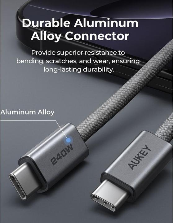 Image du produit Aukey USB-C to C Cable (1.80 m, USB 2.0, 240 W)