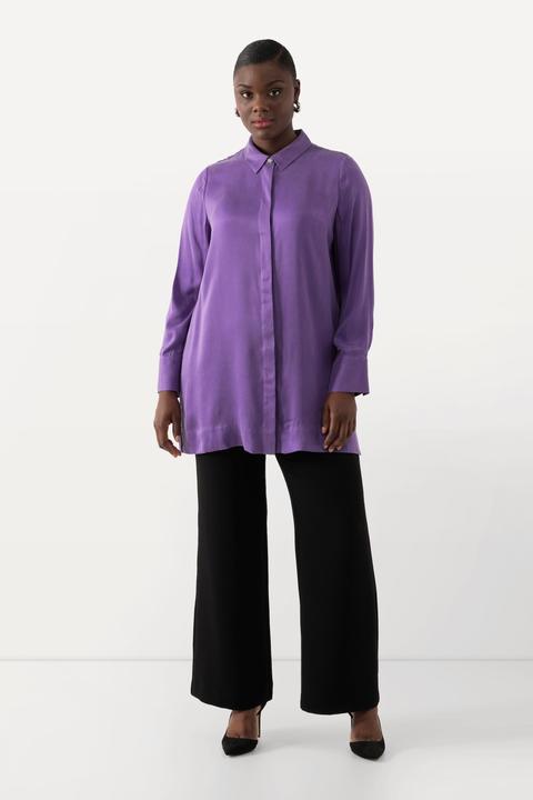 Produktbild Ulla Popken Bluse, Cupromix, Hemdkragen, Langarm (54)