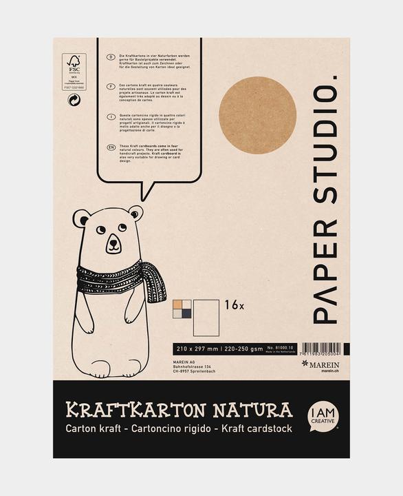 I Am Creative Kraftkartonblock A4, 16 Blatt sortiert (248 g/m², 16x)