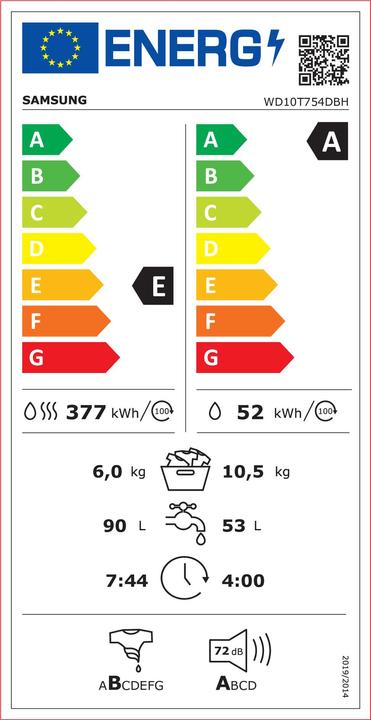 Energie-Label Samsung WD10T754DBH