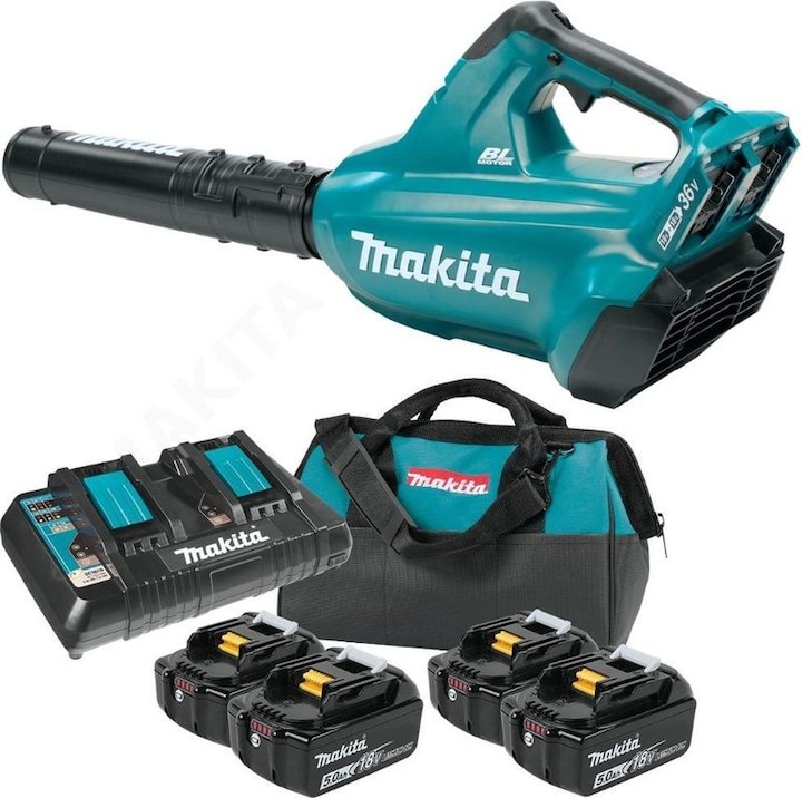 Produktbild Makita Laubbläser 36V => 2X 18V Li-Ion 5Ah (4 Akkus), schwarz, blau, dub362pt4 (Akkubetrieb, Laubsauger)