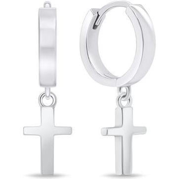 Brilio, Ohrringe, Silver - Silver hoop earrings Cross EA735W