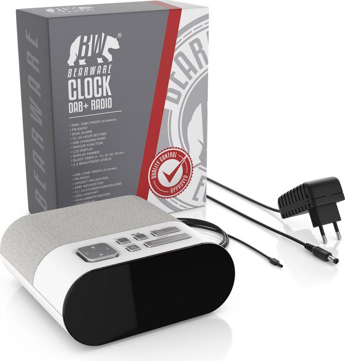 Actual product image Bearware Radiowecker digital, DAB+ Radio, Wecker, Alarm & Snooze, 4 Helligkeitsstufen, USB Ladeport