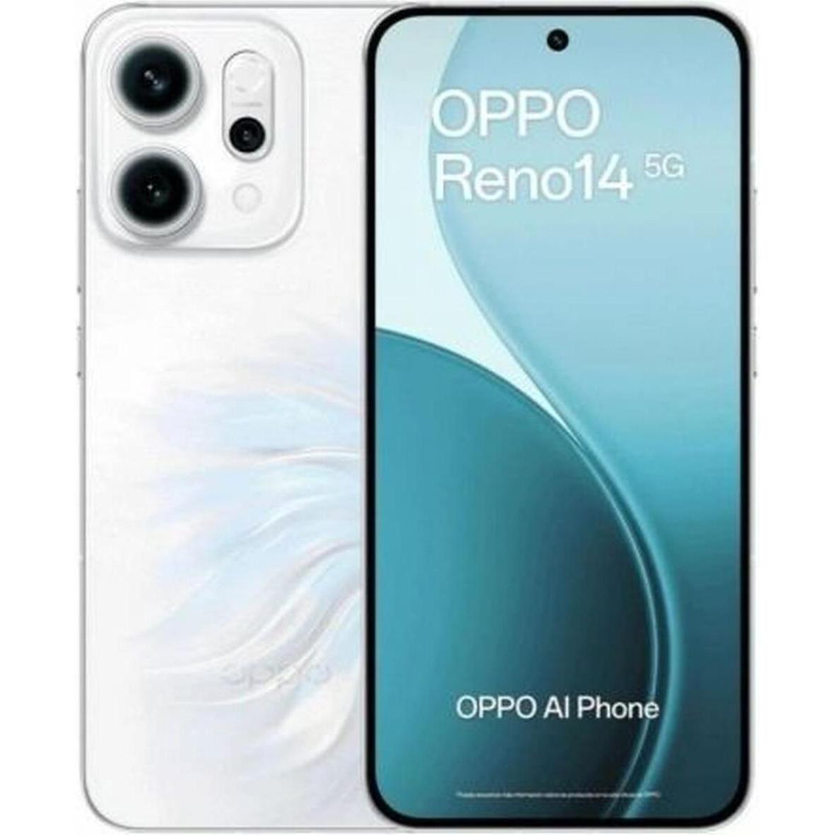 OPPO Reno14 (512 GB, Opal White, 6.59", Dual SIM, 5G), Smartphone, Weiss