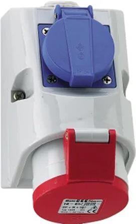 Actual product image Fix-Pro CEE Kombi med dansk 16A udtag H6 400V 16A 5polet rød breddexhøjde 83x126 mm, top M25 bund 2x