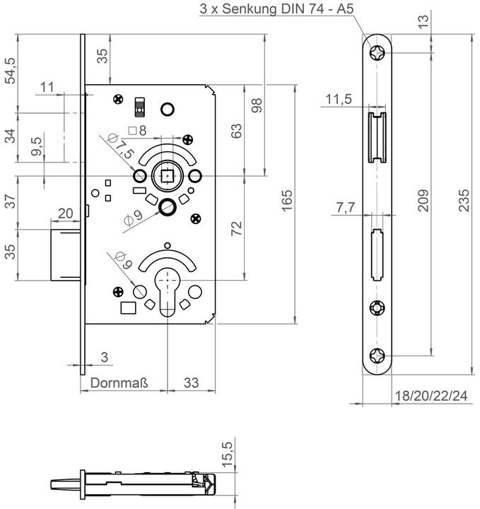 Actual product image SSF Magnetic mortise lock MG 50 (Mortise lock)