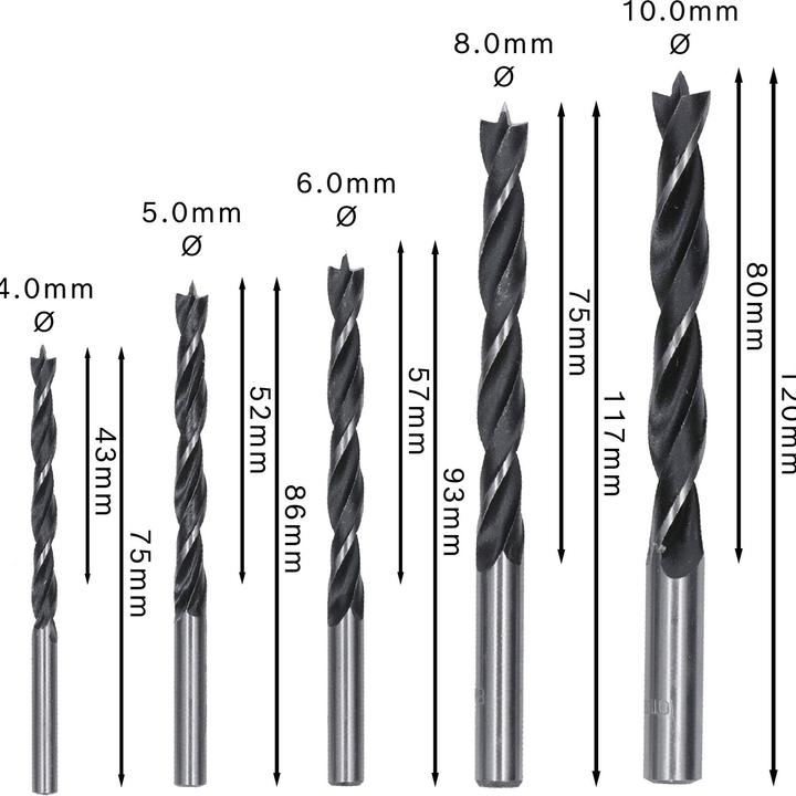 Produktbild Bosch Professional Zubehör PRO Wood Holzspiralbohrer-Set. 5-tlg. (10 mm, 4 mm, 5 mm, 6 mm, 8 mm)