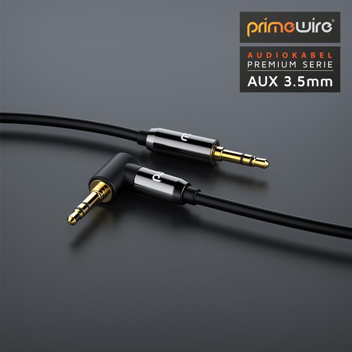 Actual product image Primewire AUX to 3.5mm Jack Audio Cable 90° Angled, HiFi Jack Cable Connection Cable for Audio Devices (5 m, 3.5mm jack (AUX))